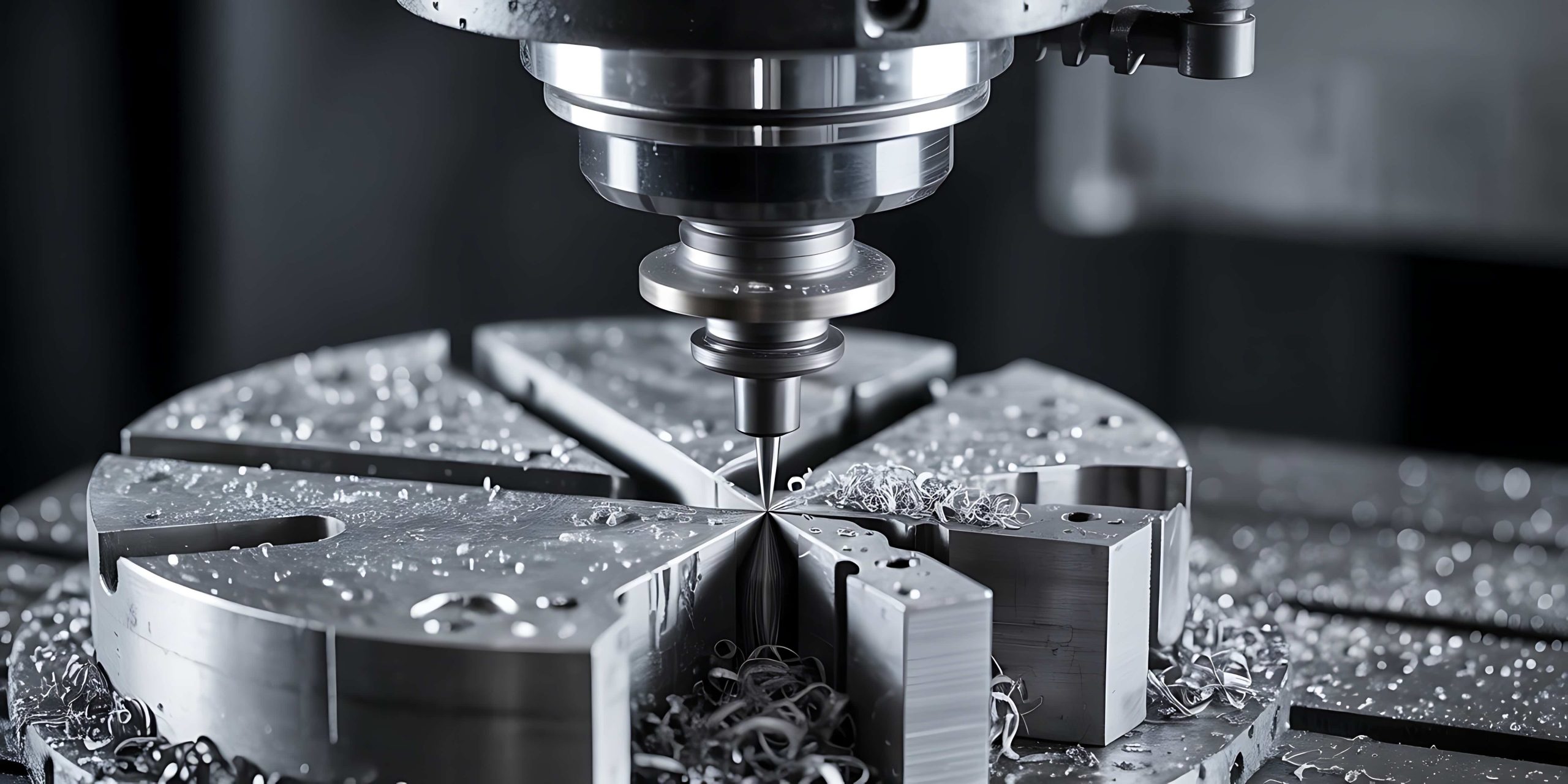 CNC milling machine working on metal workpiece machining